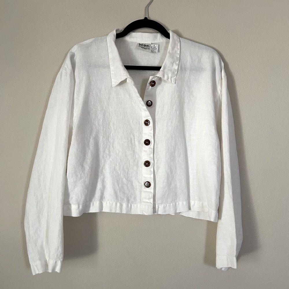 Vintage White Linen Blouse - one size
